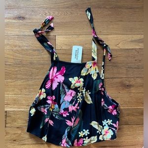 Floral Tie Strap Crop Top